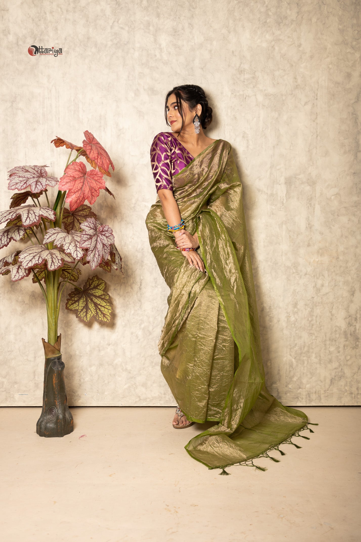 GlimmerCrush Drape Saree