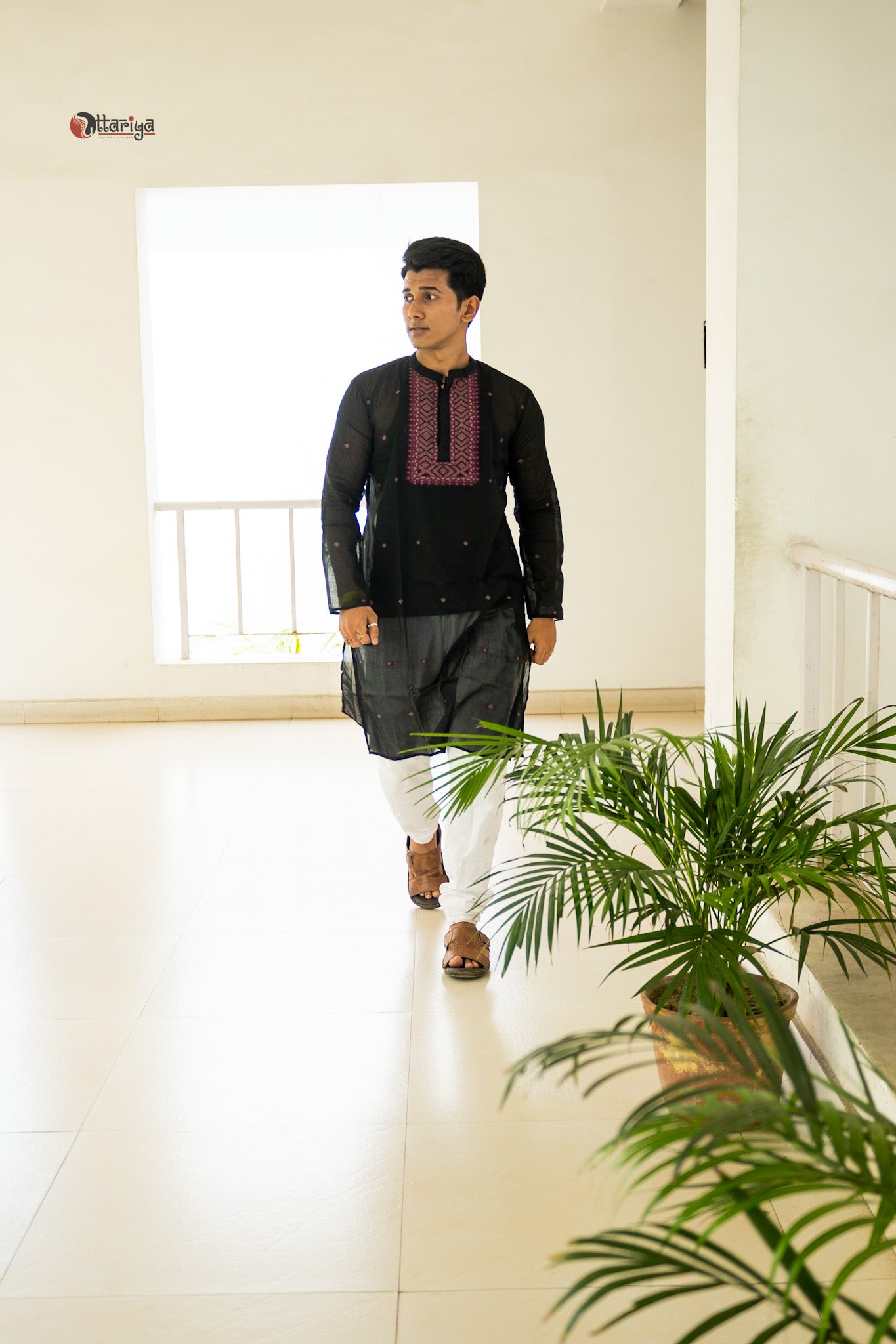 Black Jamdani long kurta