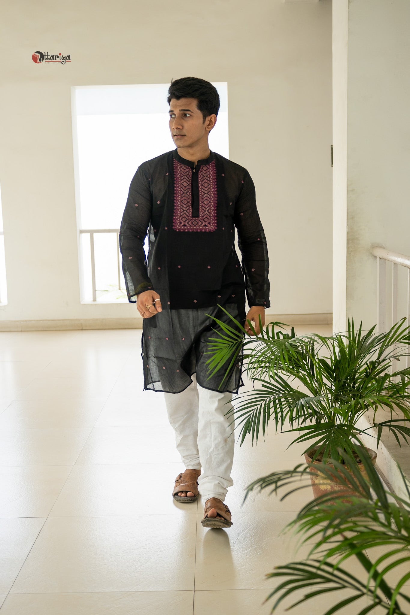 Black Jamdani long kurta