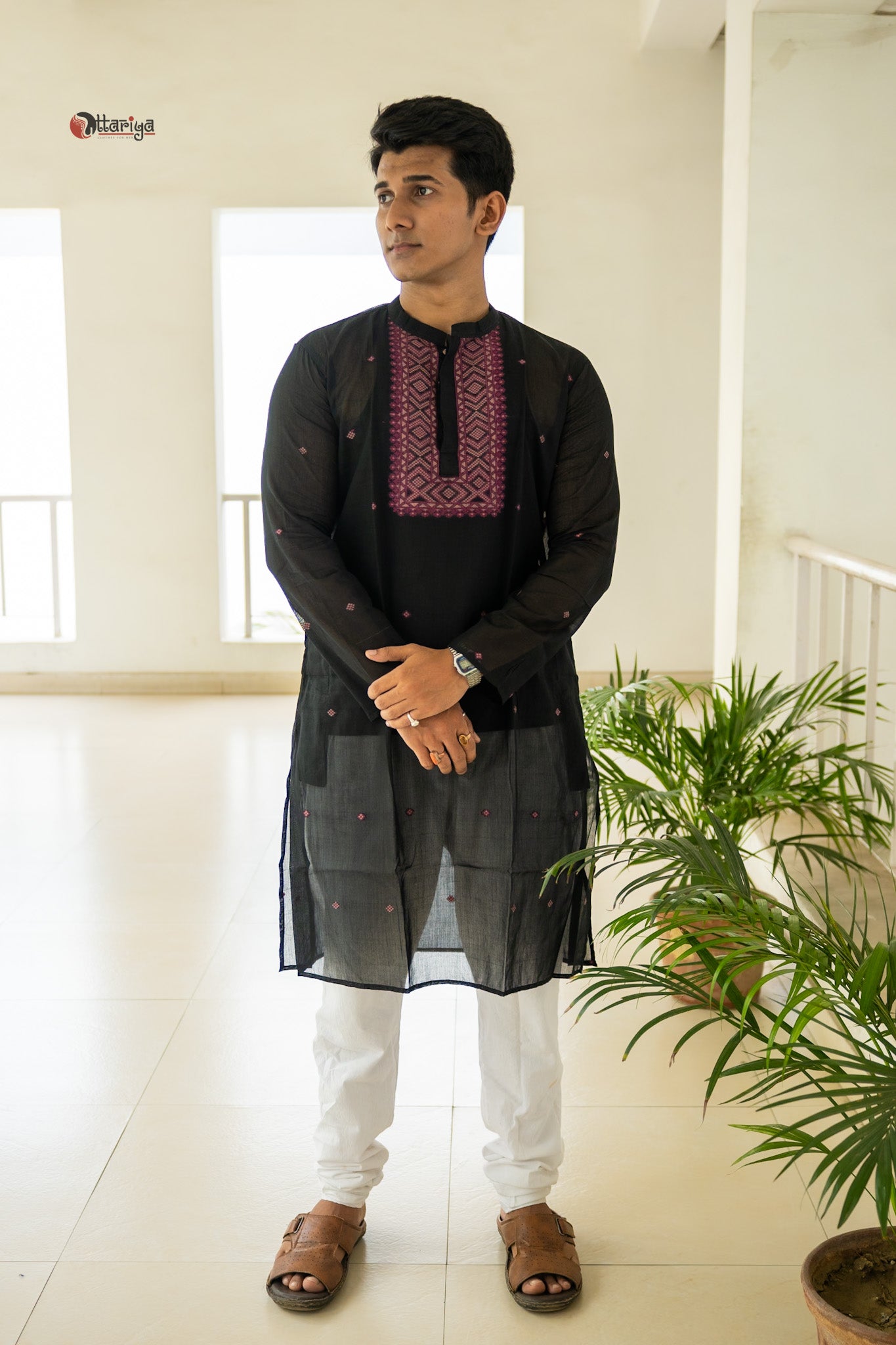 Black Jamdani long kurta