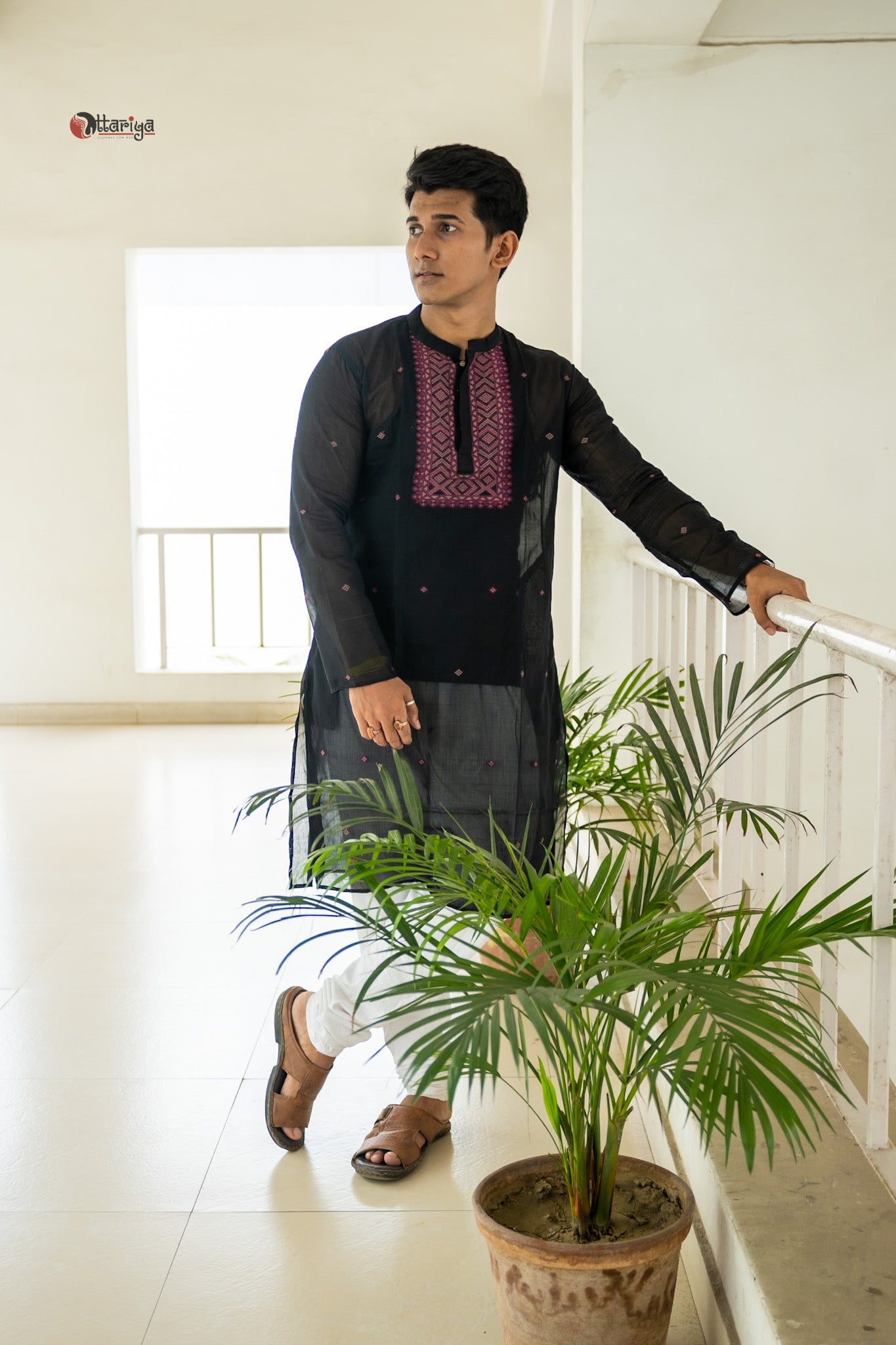 Black Jamdani long kurta