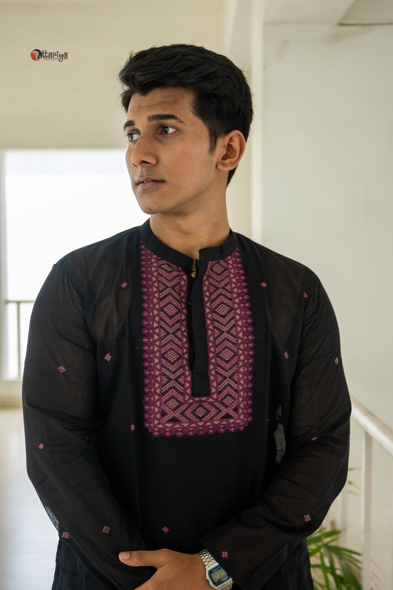 Black Jamdani long kurta