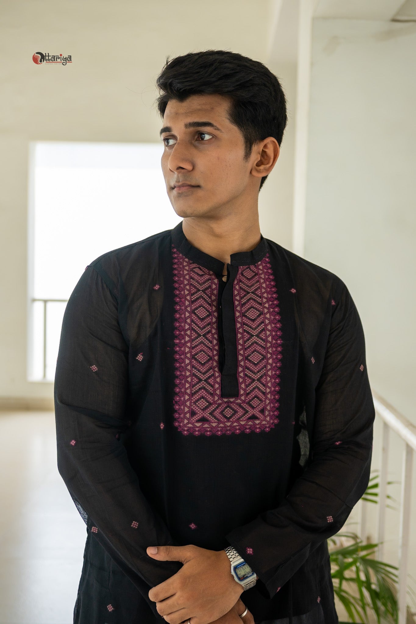 Black Jamdani long kurta