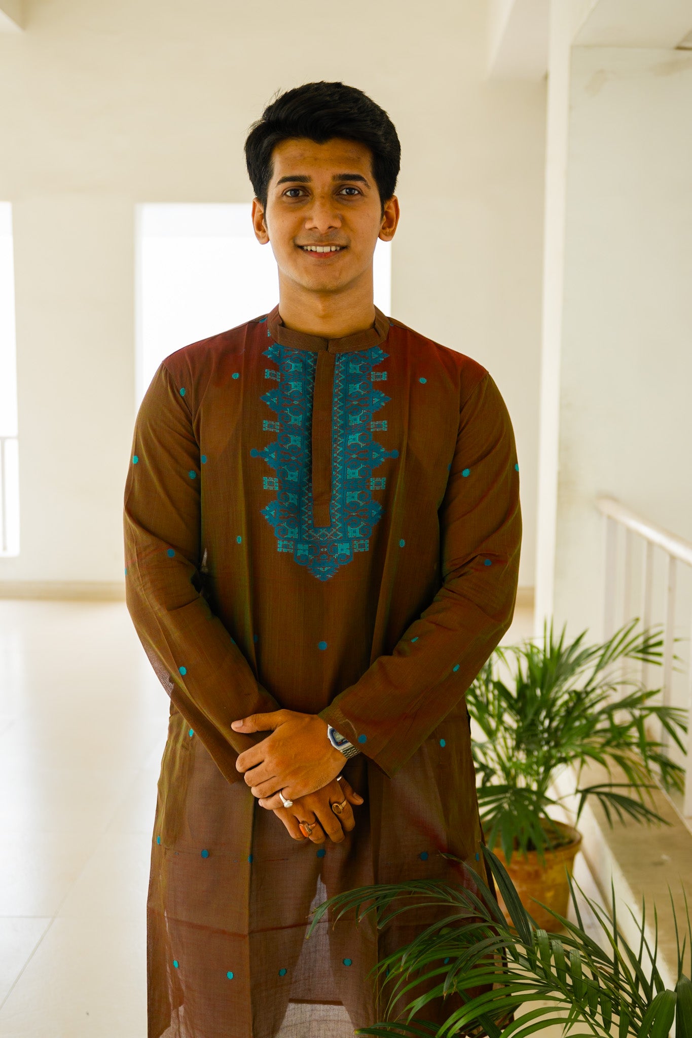 Choco jamdani silk kurta