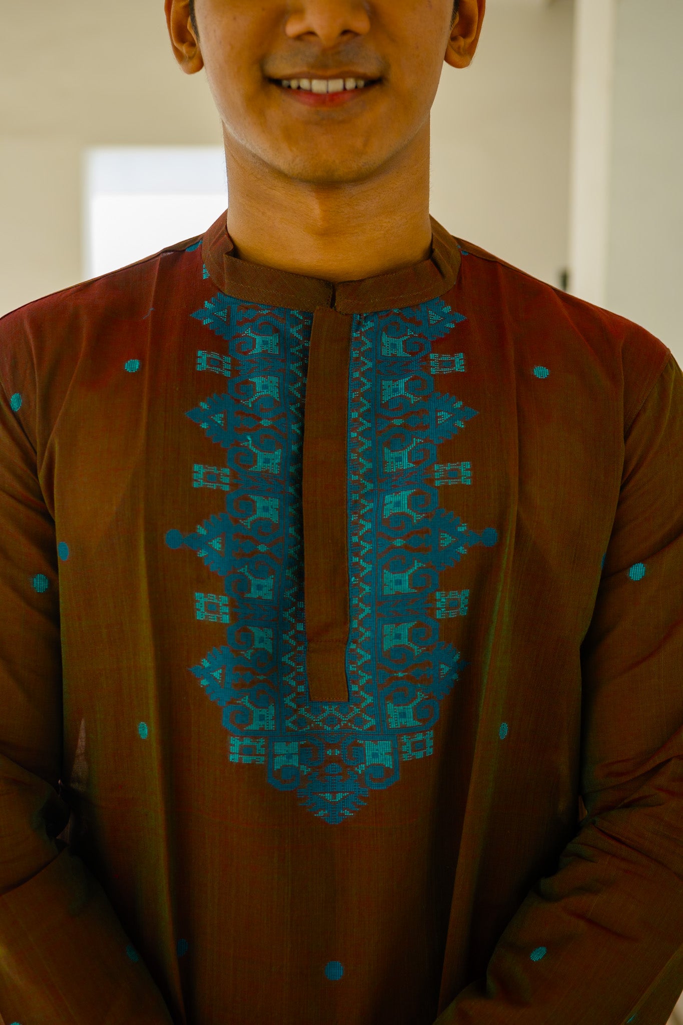 Choco jamdani silk kurta