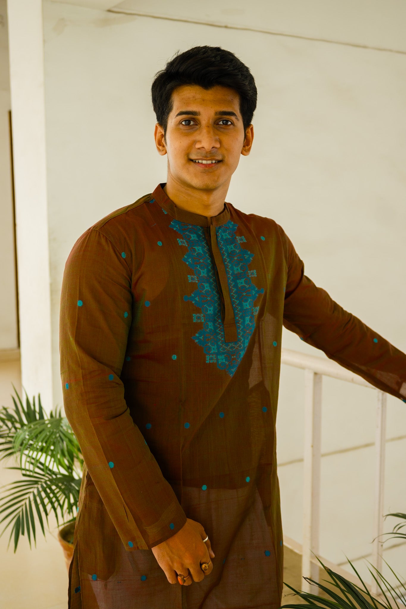 Choco jamdani silk kurta