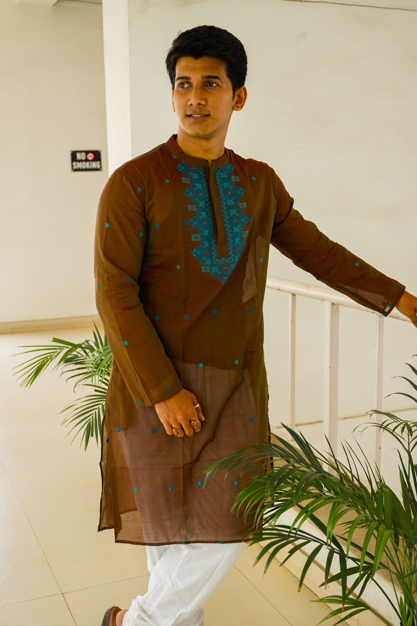 Choco jamdani silk kurta