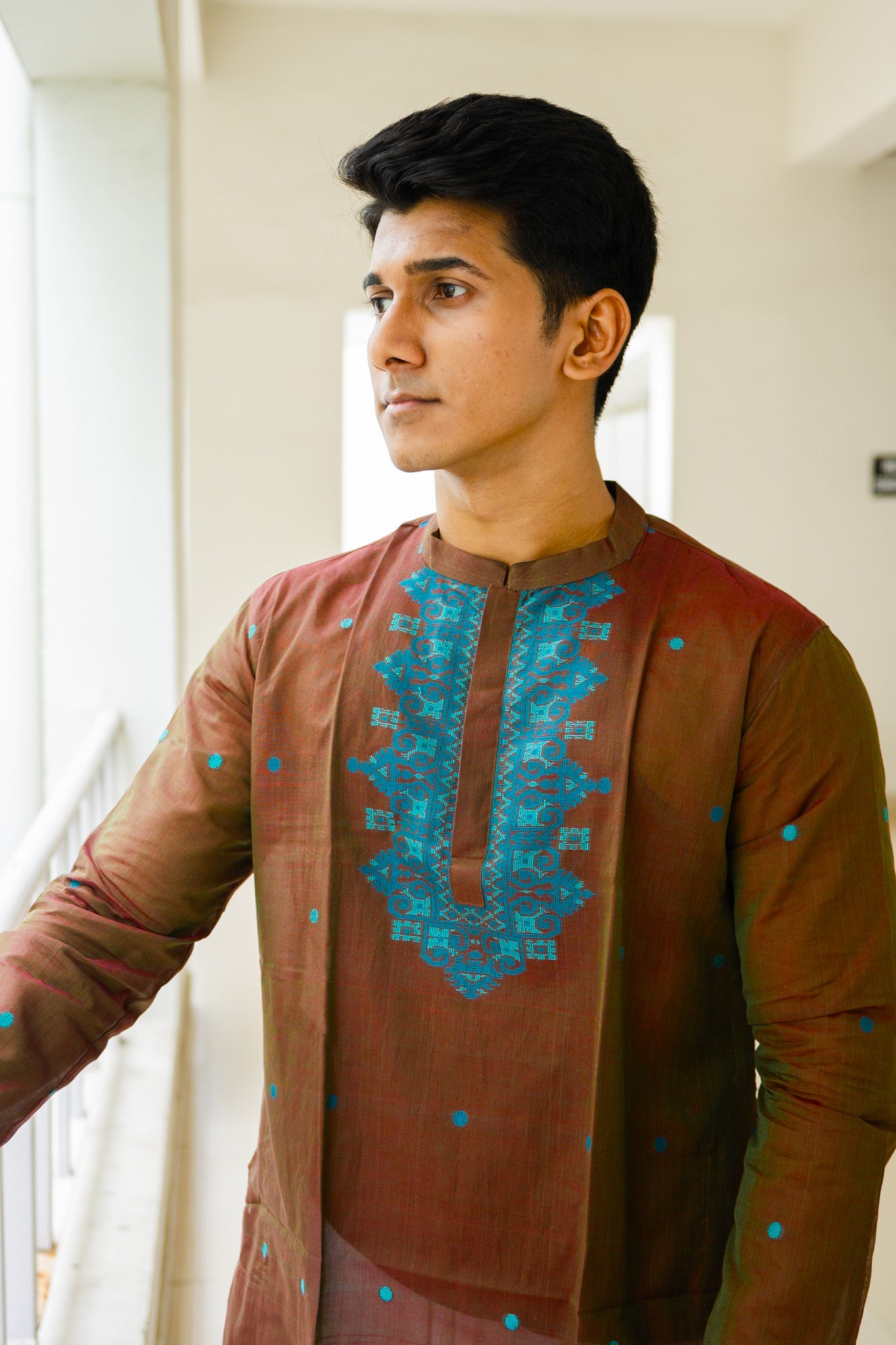 Choco jamdani silk kurta