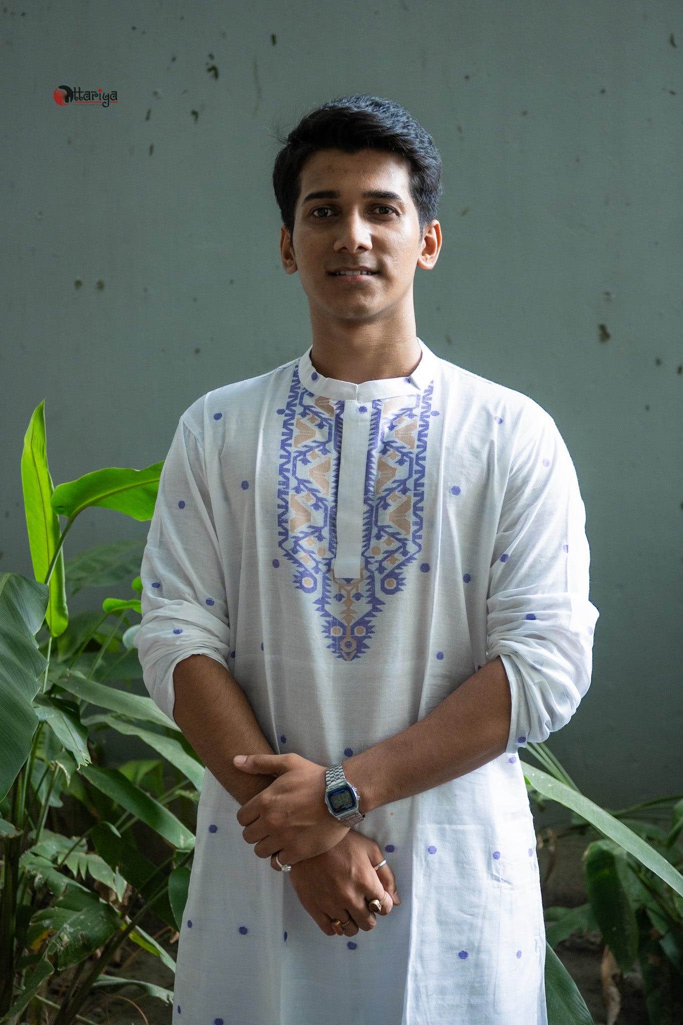 White jamdani  long kurta