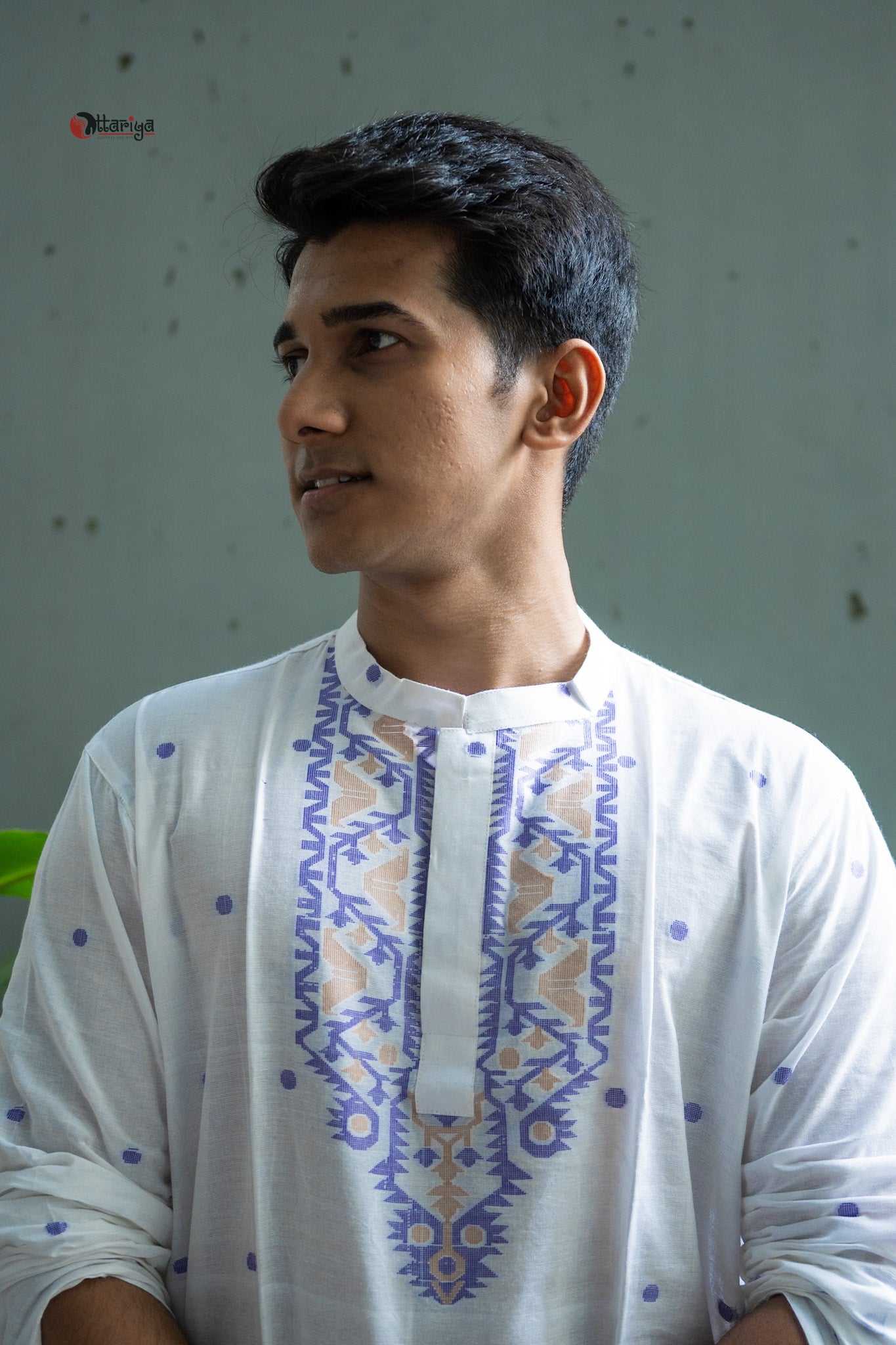 White jamdani  long kurta