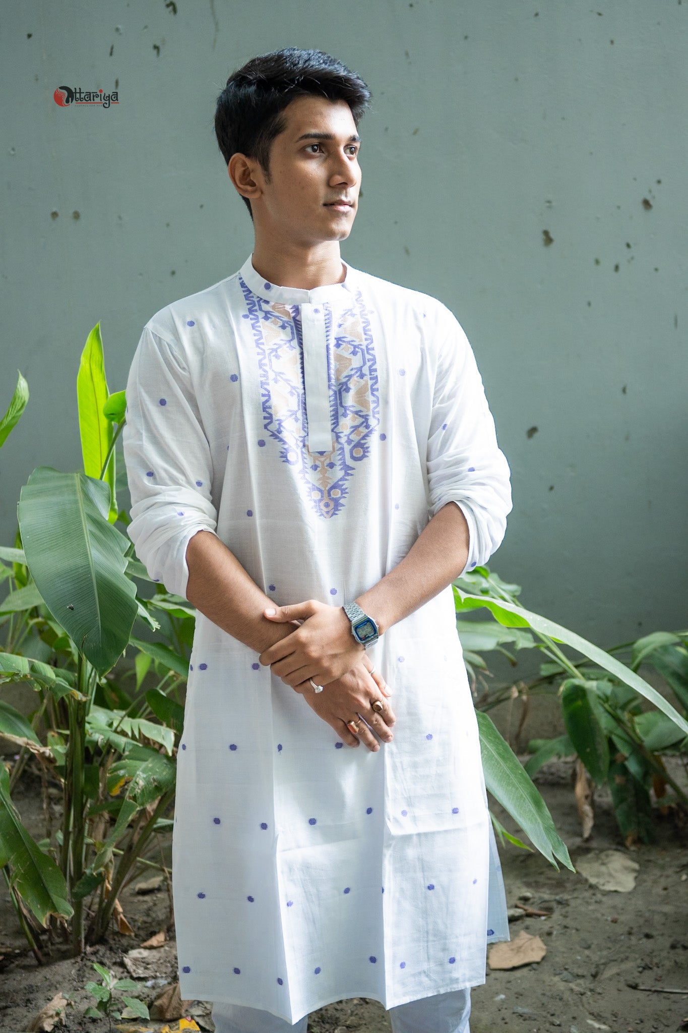 White jamdani  long kurta