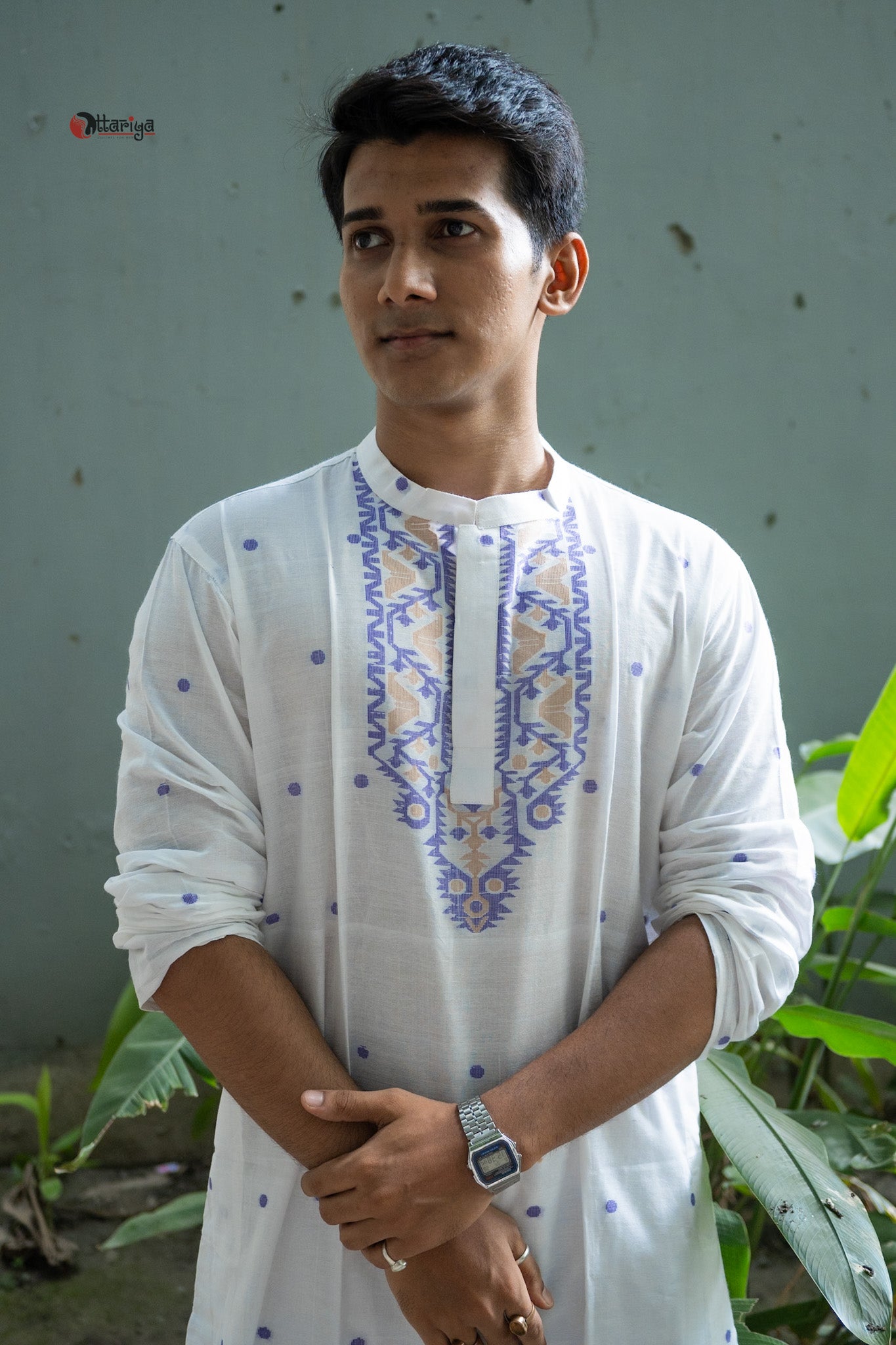 White jamdani  long kurta