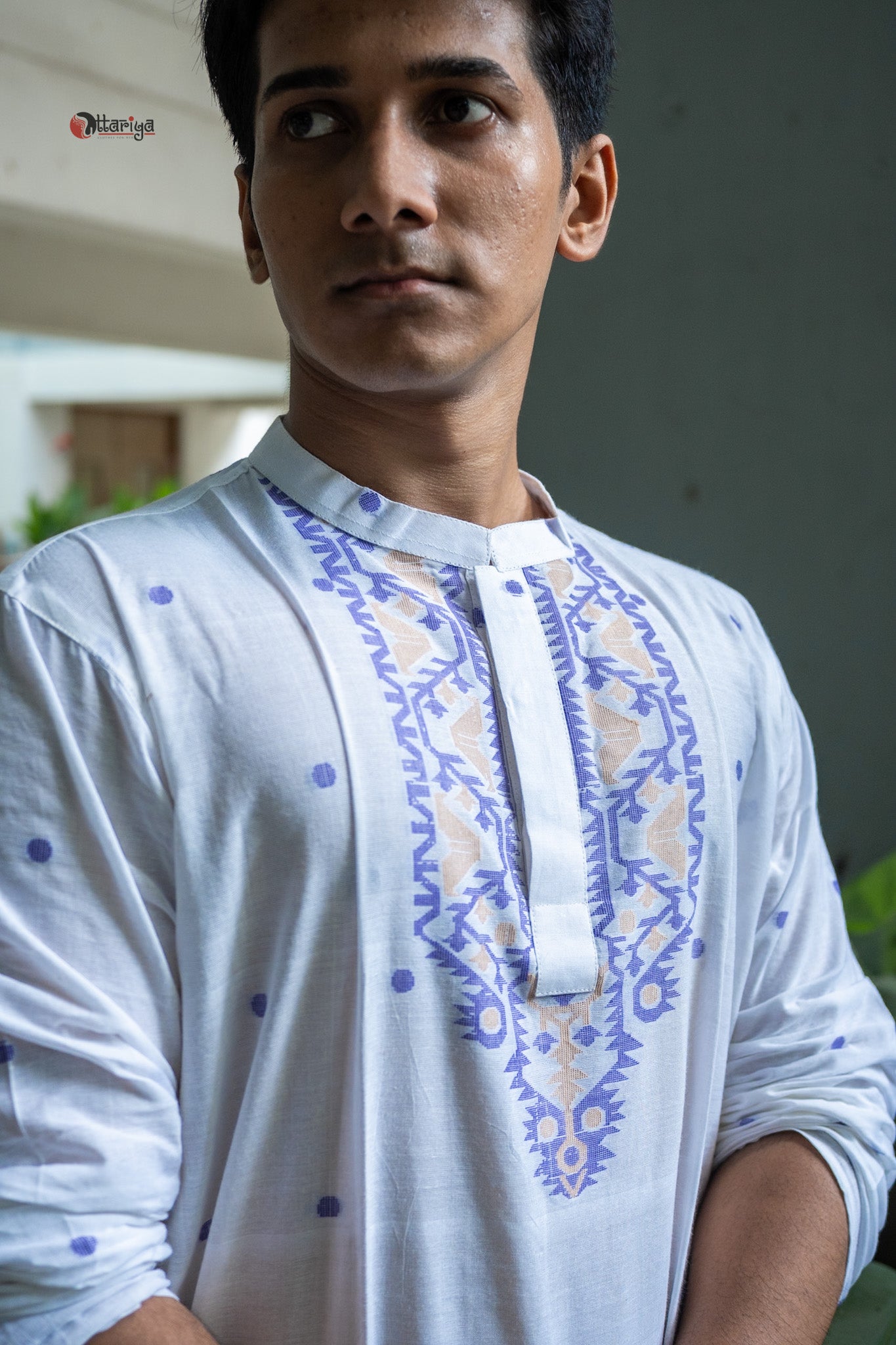 White jamdani  long kurta