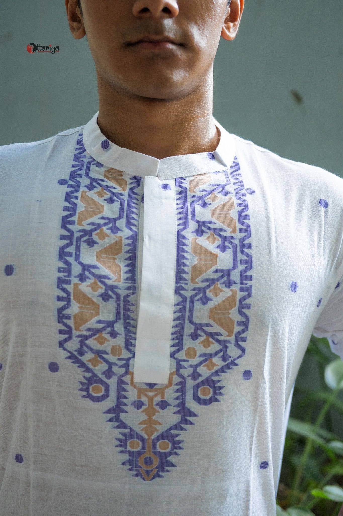 White jamdani  long kurta