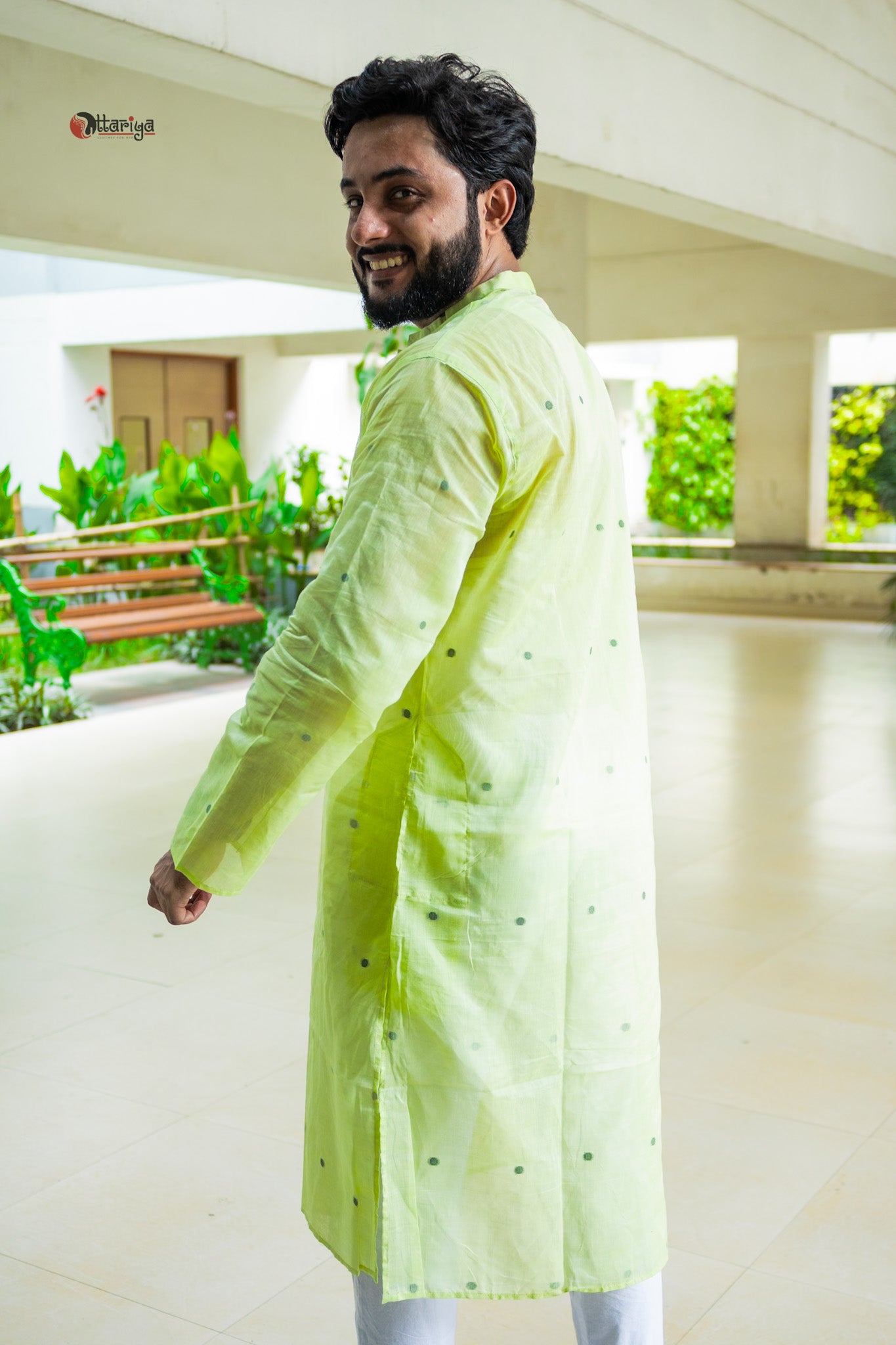 Leafy jamdani silk kurta