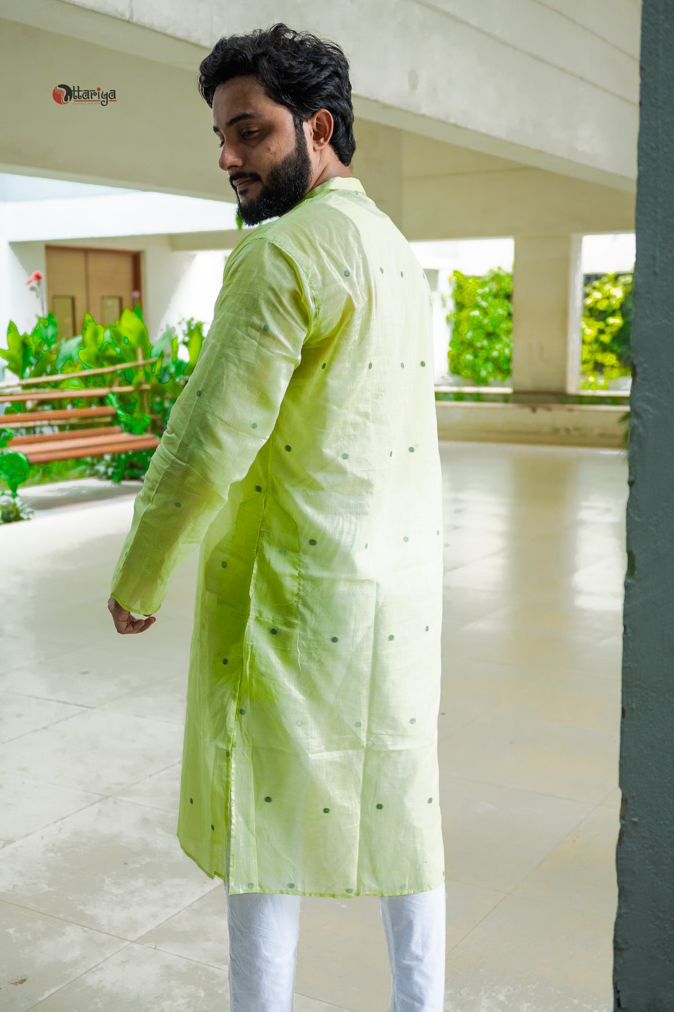 Leafy jamdani silk kurta