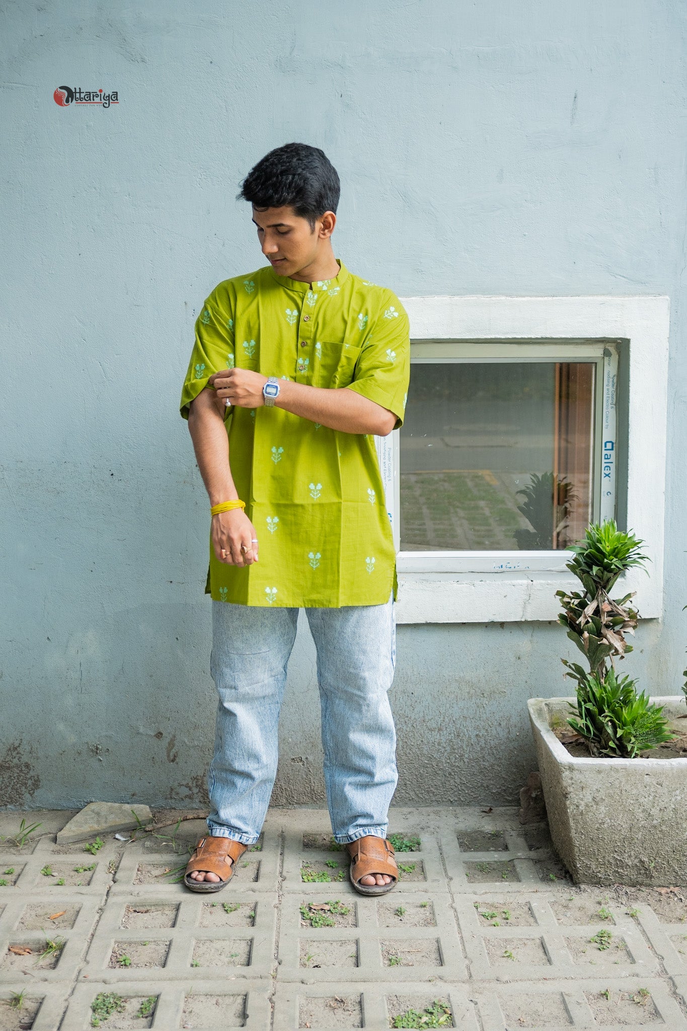 Green men kurta