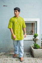 Kishalay — Handwoven Jamdani Buta Short Kurta - Uttariya