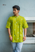 Kishalay — Handwoven Jamdani Buta Short Kurta - Uttariya