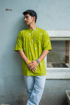 Kishalay — Handwoven Jamdani Buta Short Kurta - Uttariya