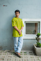 Kishalay — Handwoven Jamdani Buta Short Kurta - Uttariya