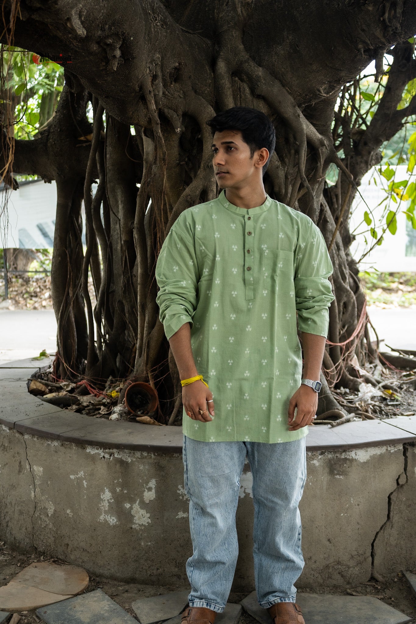 Pista jamdani short kurta