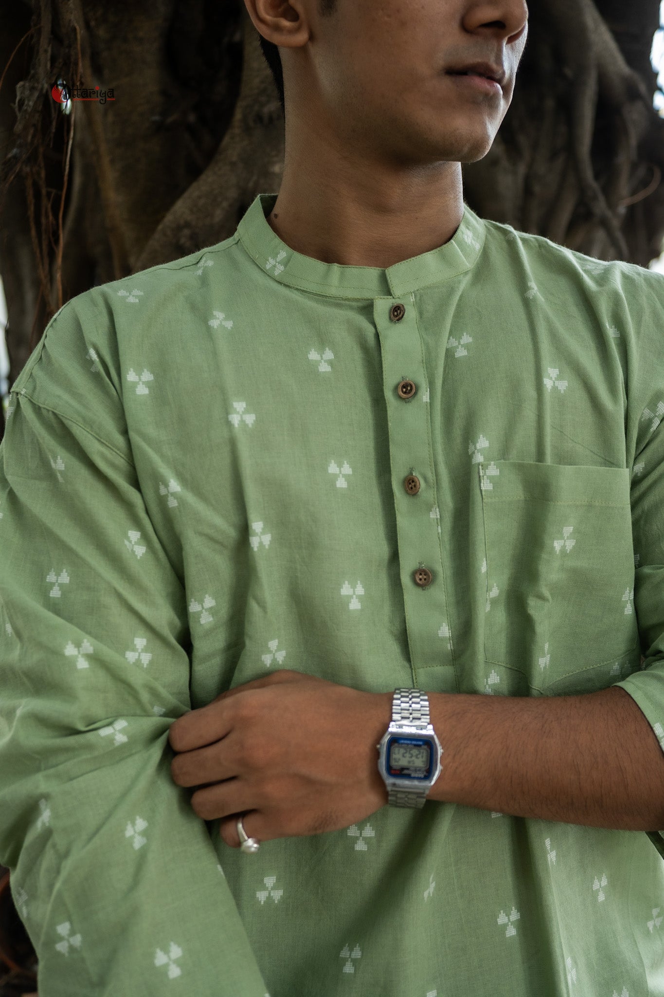 Pista jamdani short kurta