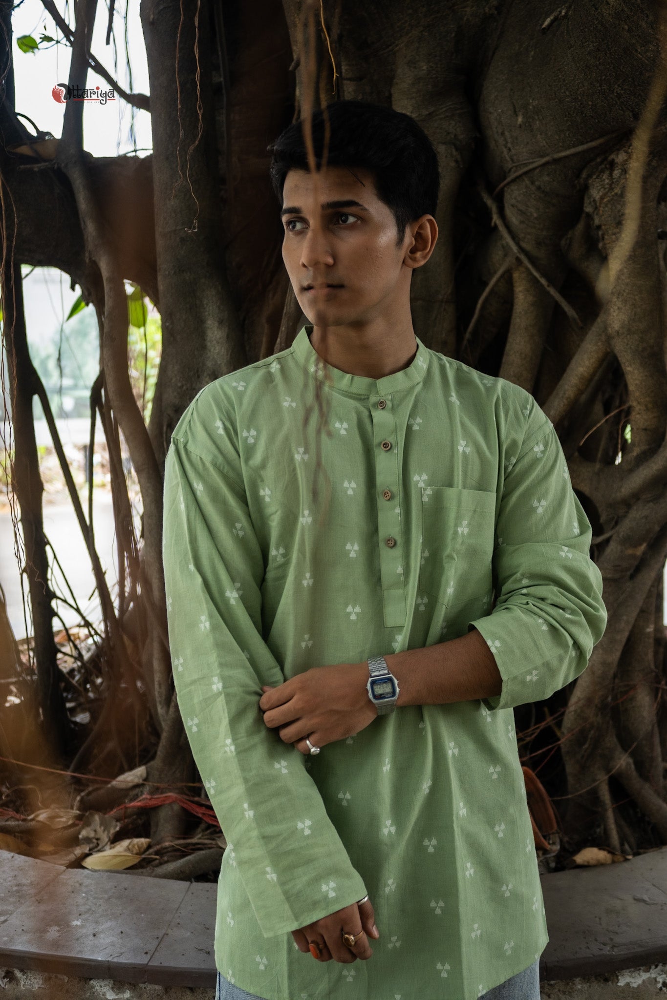 Pista jamdani short kurta