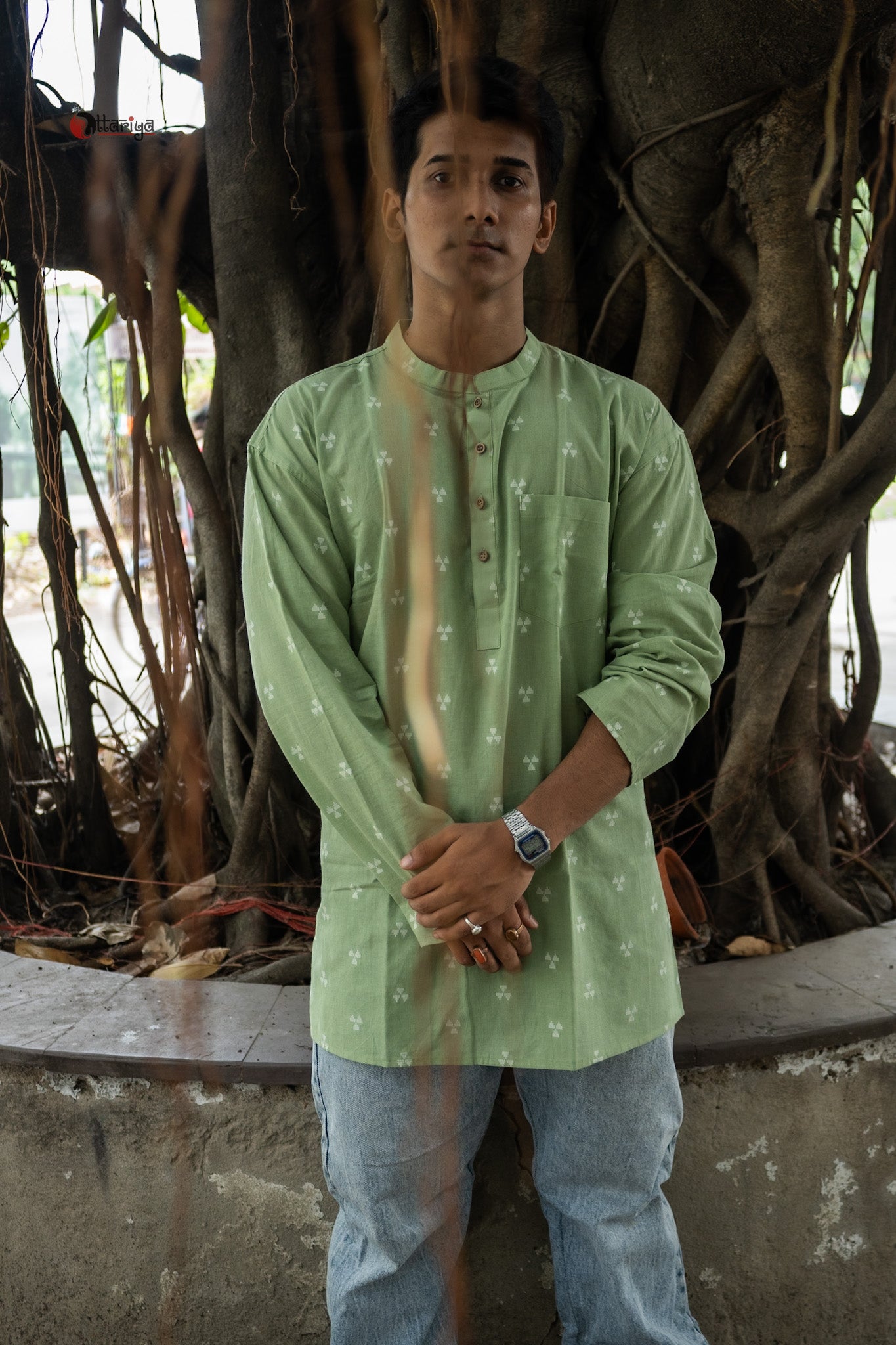 Pista jamdani short kurta