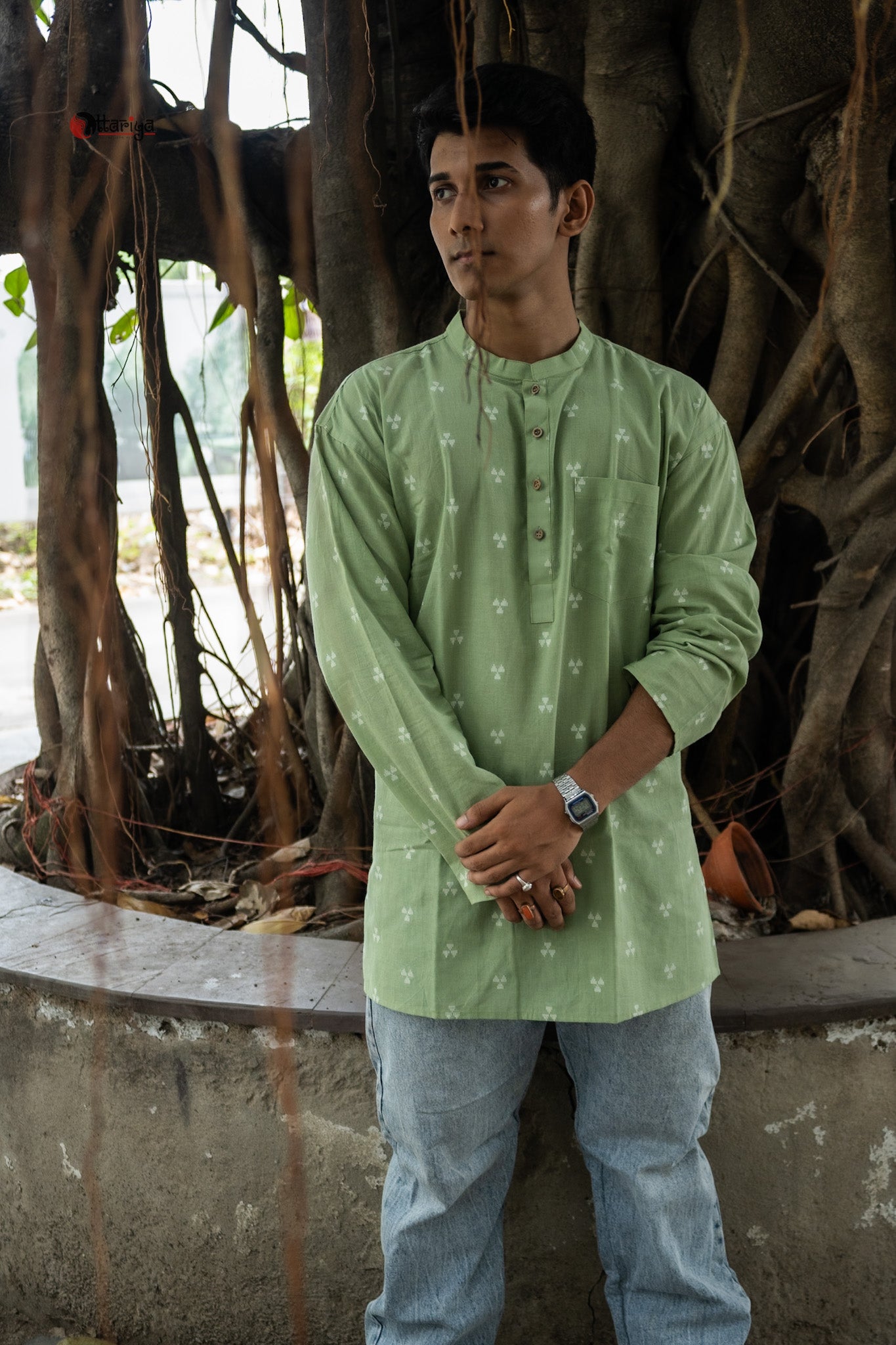 Pista jamdani short kurta