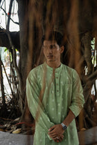 Pista jamdani short kurta
