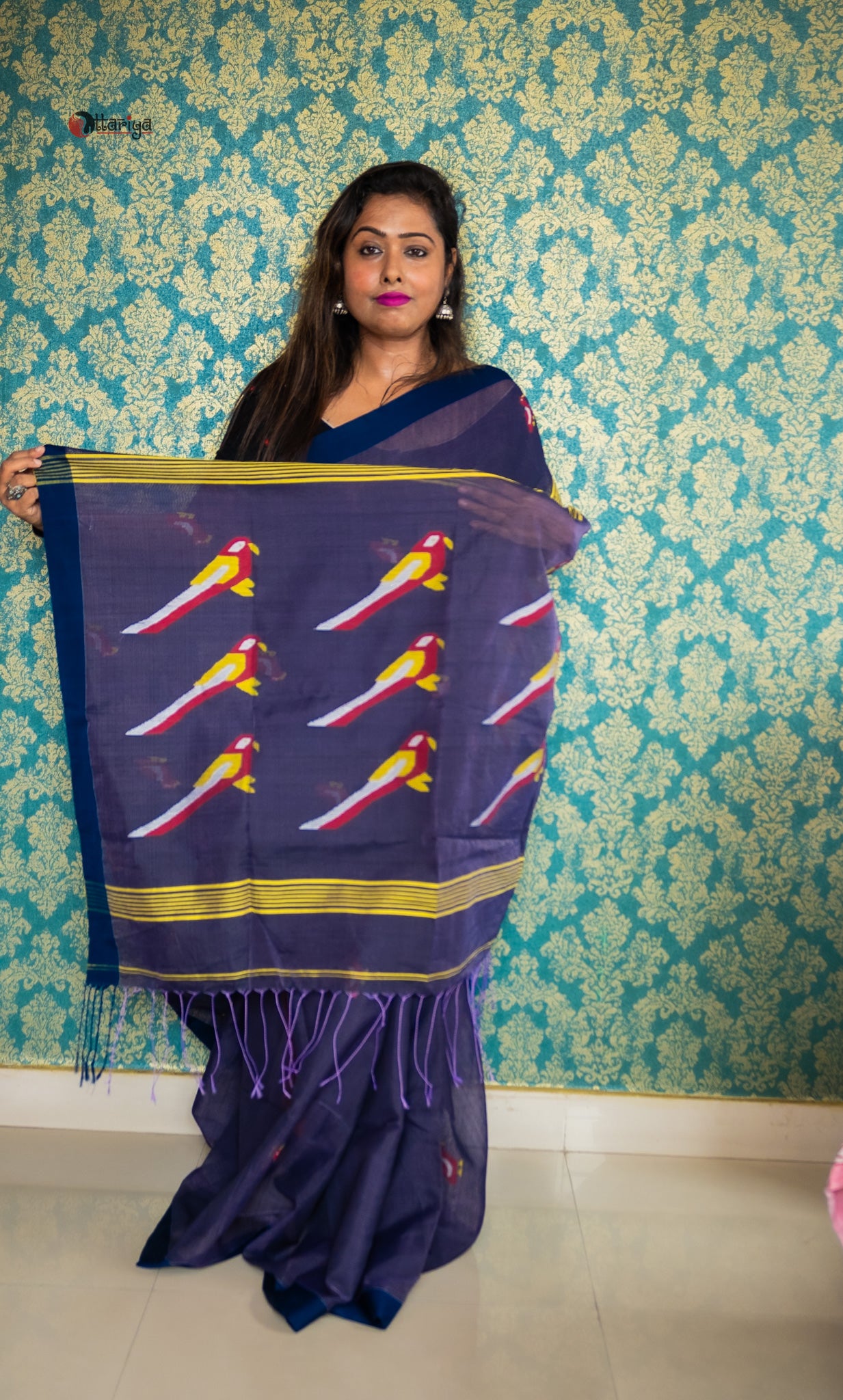 Ink blue Jamdani saree