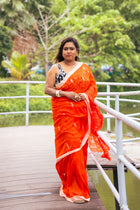 Fire Jamdani Saree - Uttariya