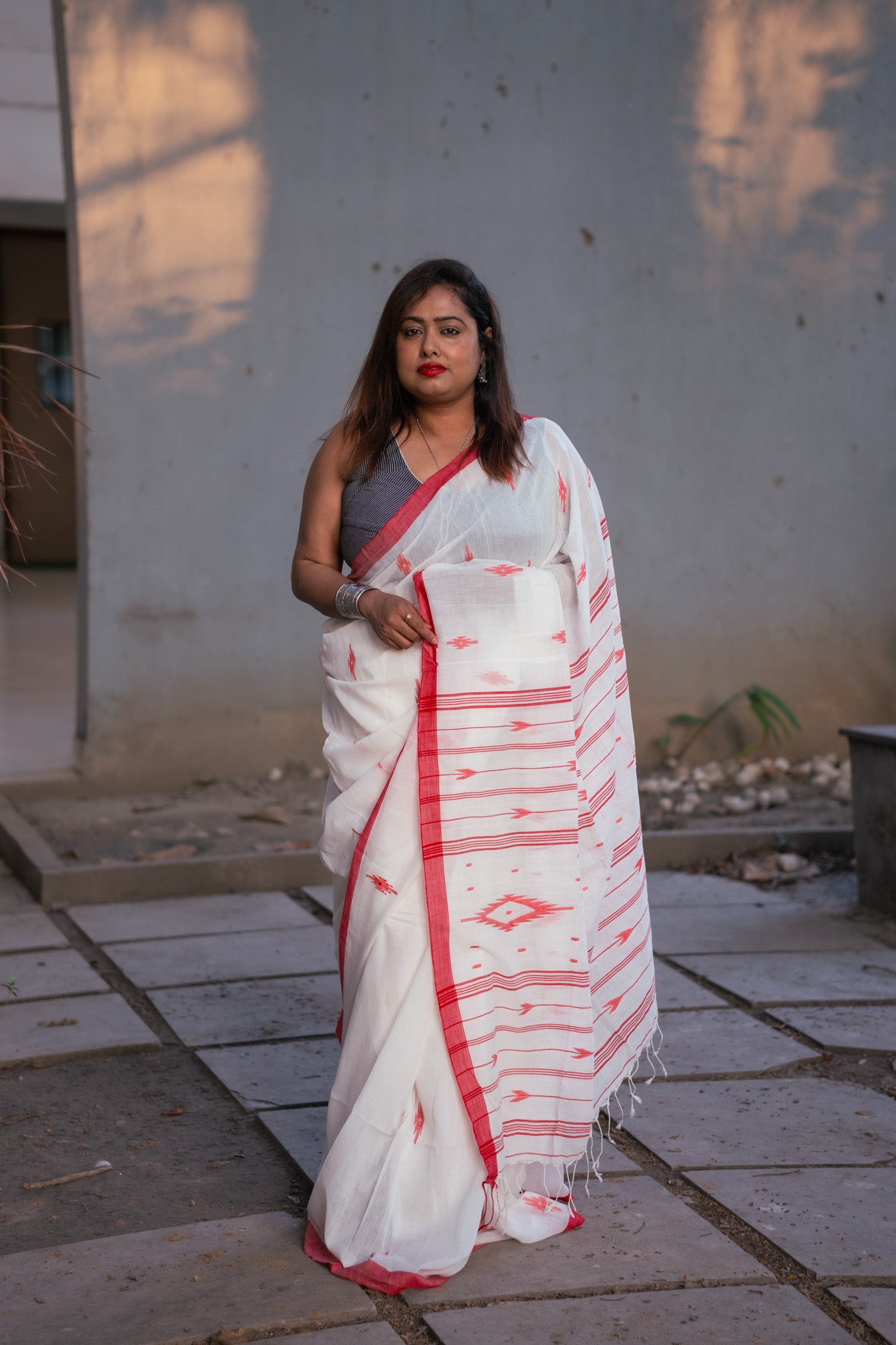 Nurani Jamdani Saree - Uttariya