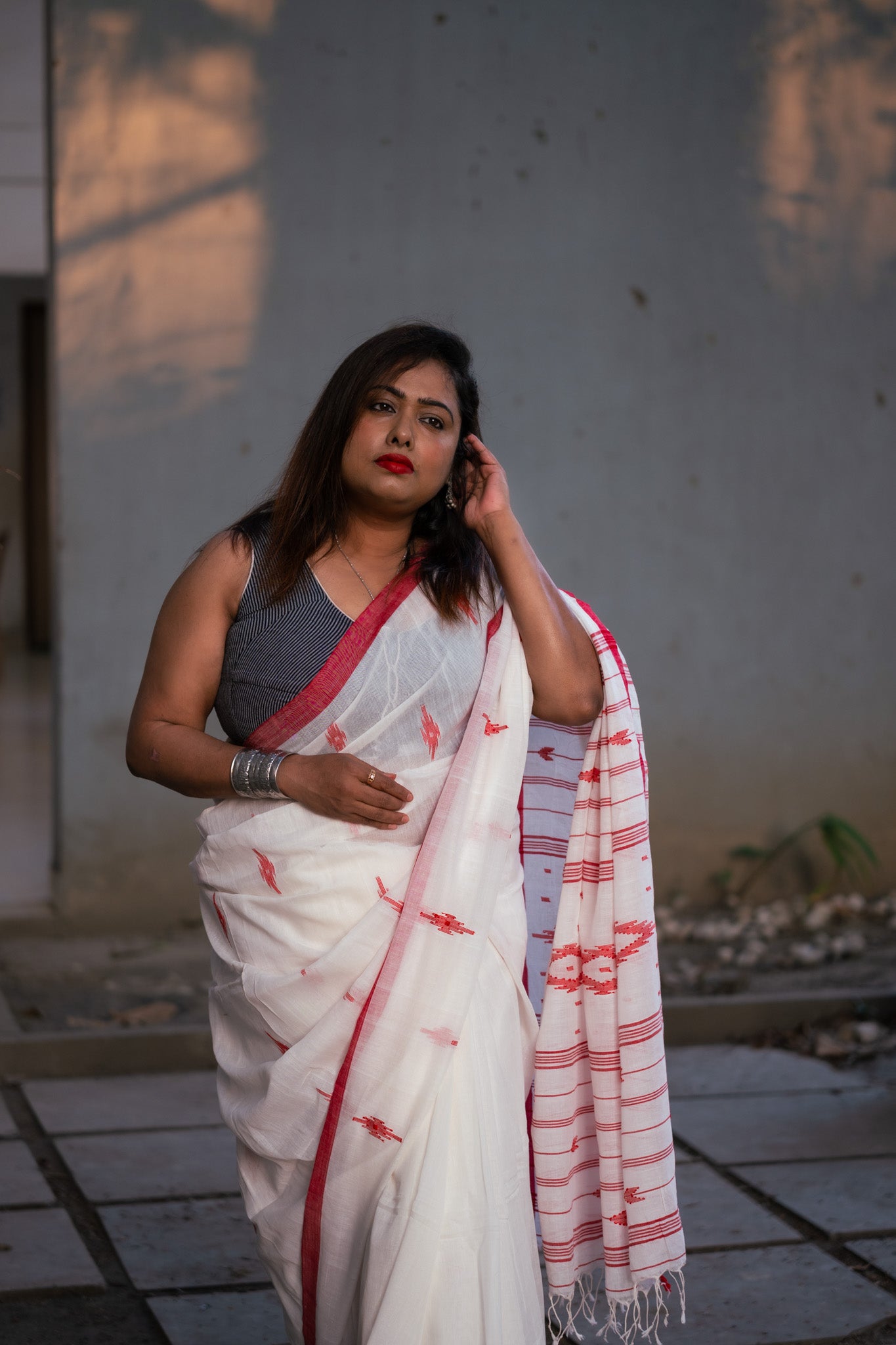 Nurani Jamdani Saree - Uttariya