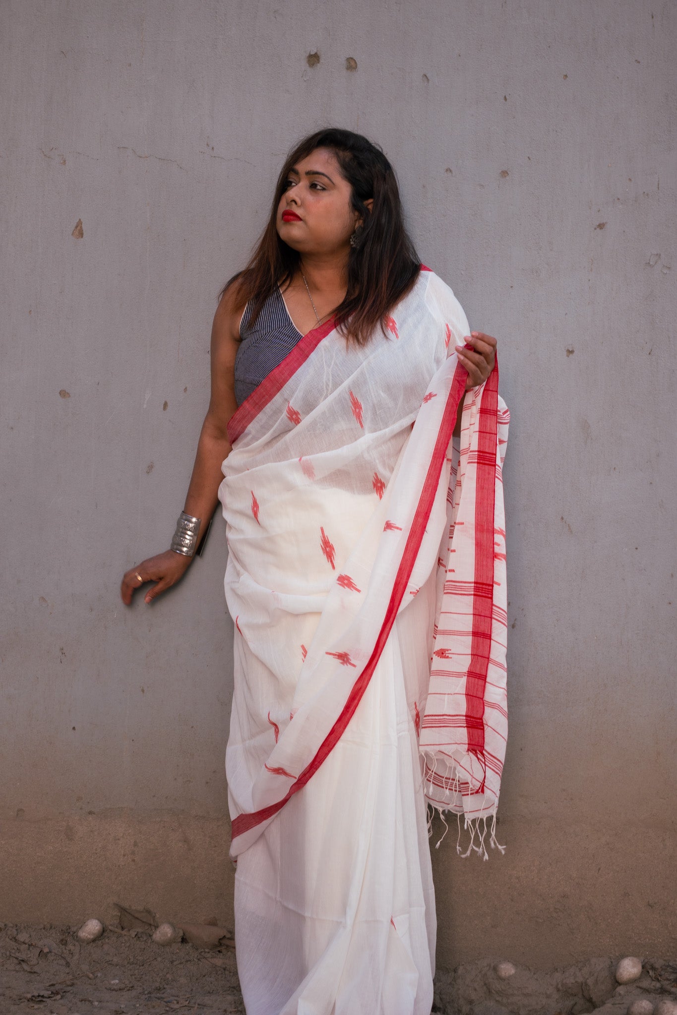 Nurani Jamdani Saree - Uttariya