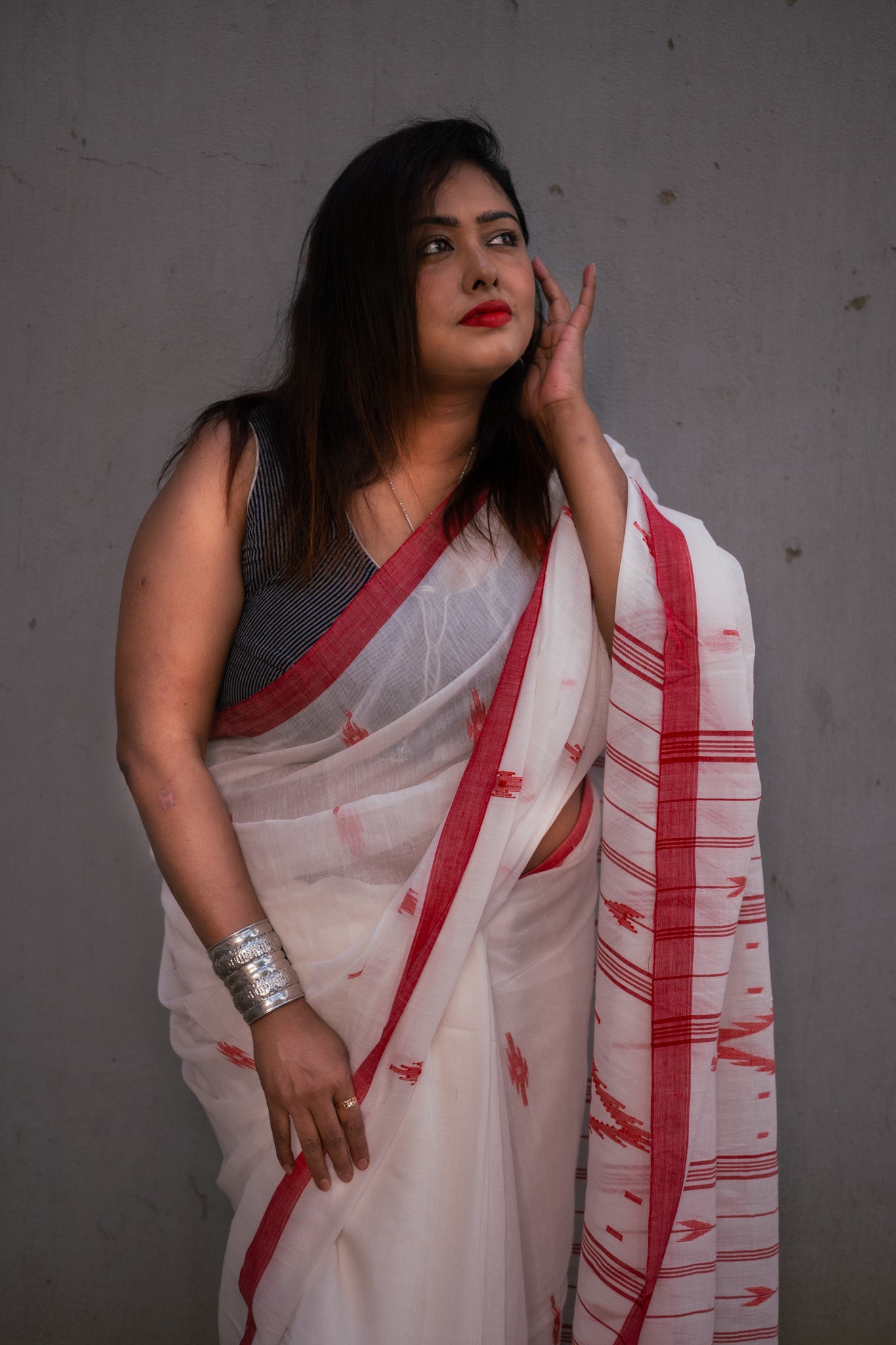 Nurani Jamdani Saree - Uttariya