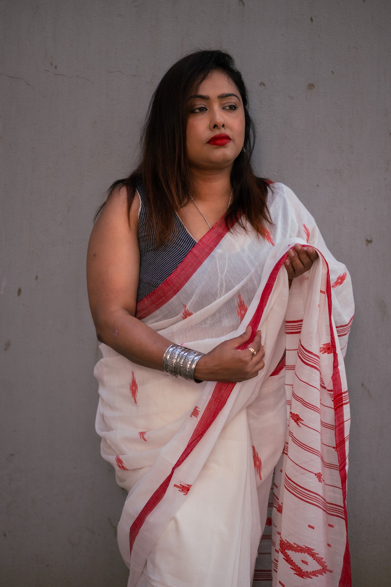 Nurani Jamdani Saree - Uttariya