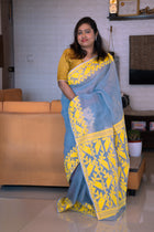 Gray Kota Dhakai Jamdani Saree - Uttariya