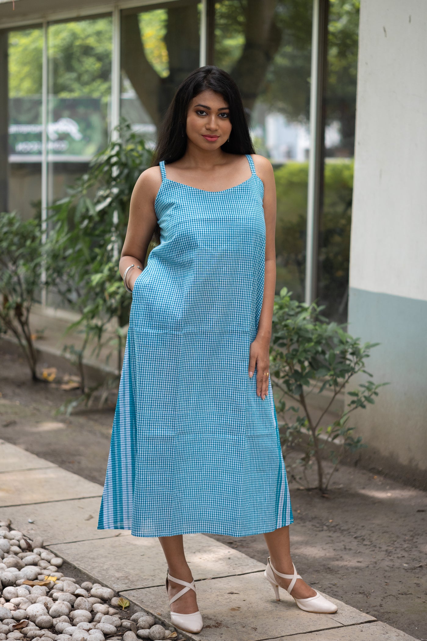 Vedha — Handwoven Gamcha Cotton Slip Dress