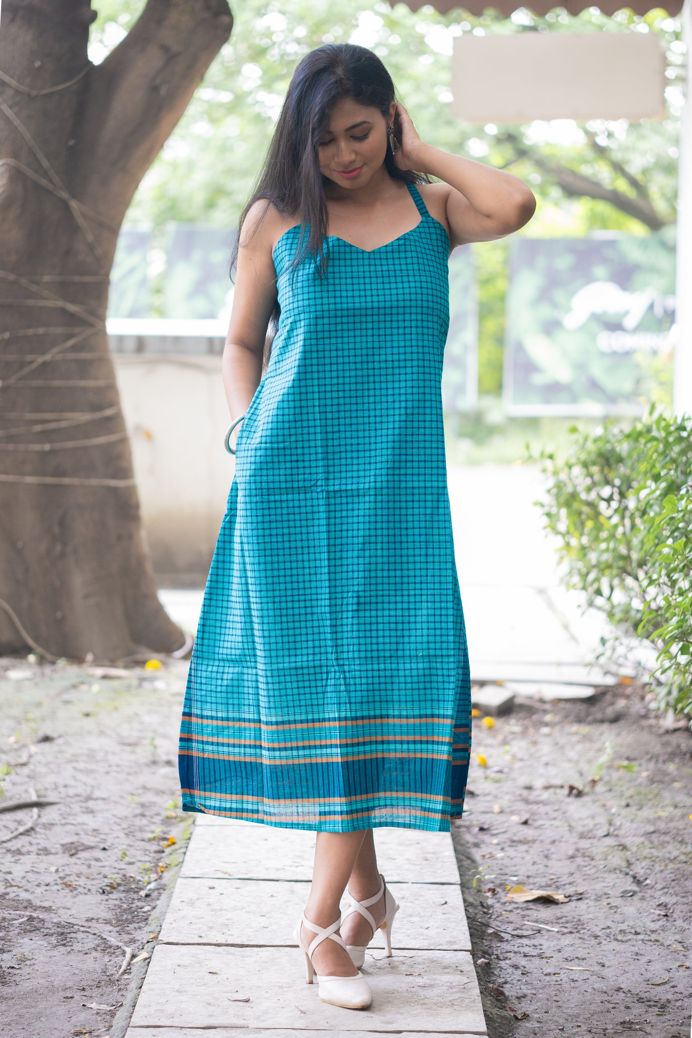 Meghna — Handwoven Gamcha Cotton Slip Dress
