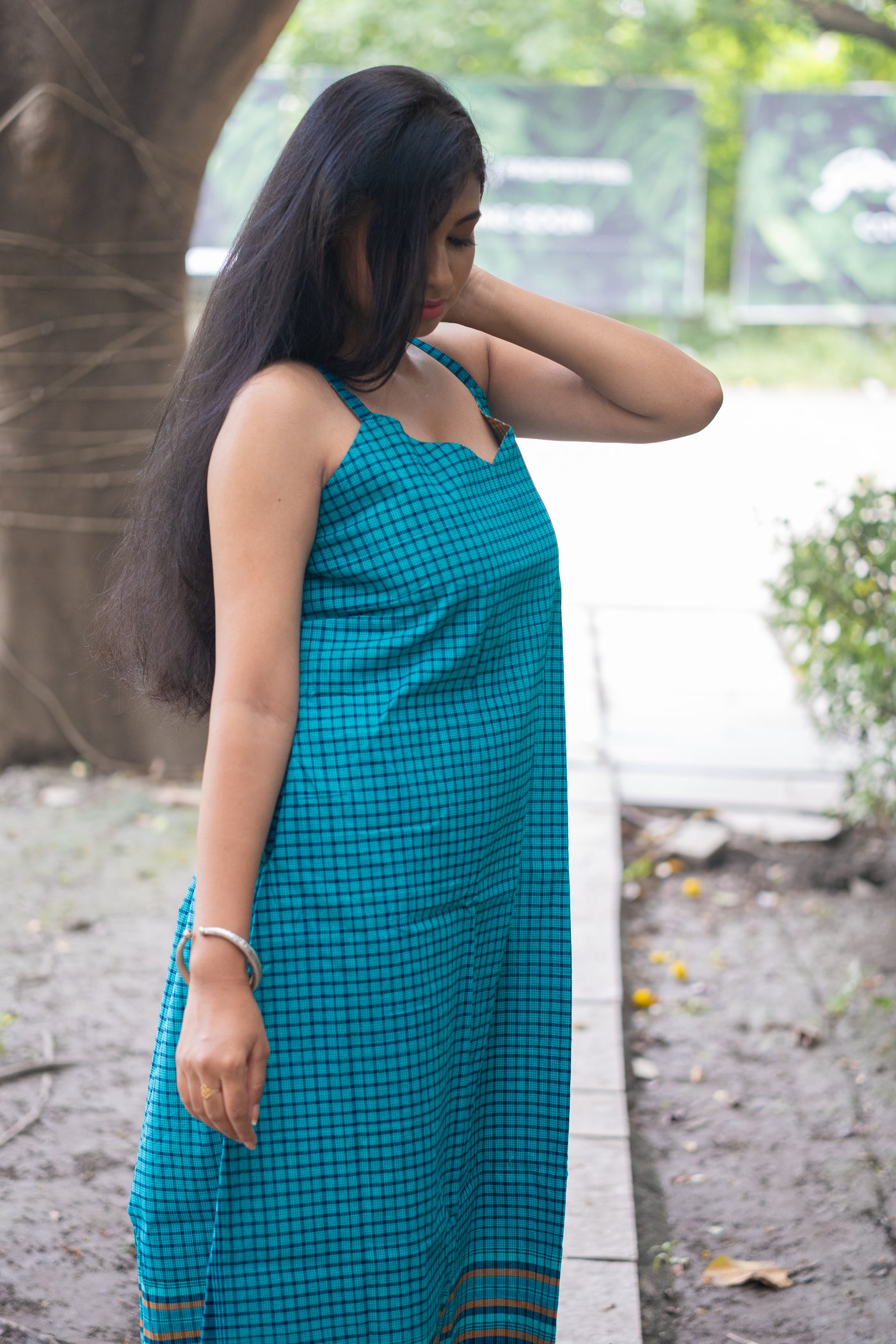 Meghna — Handwoven Gamcha Cotton Slip Dress