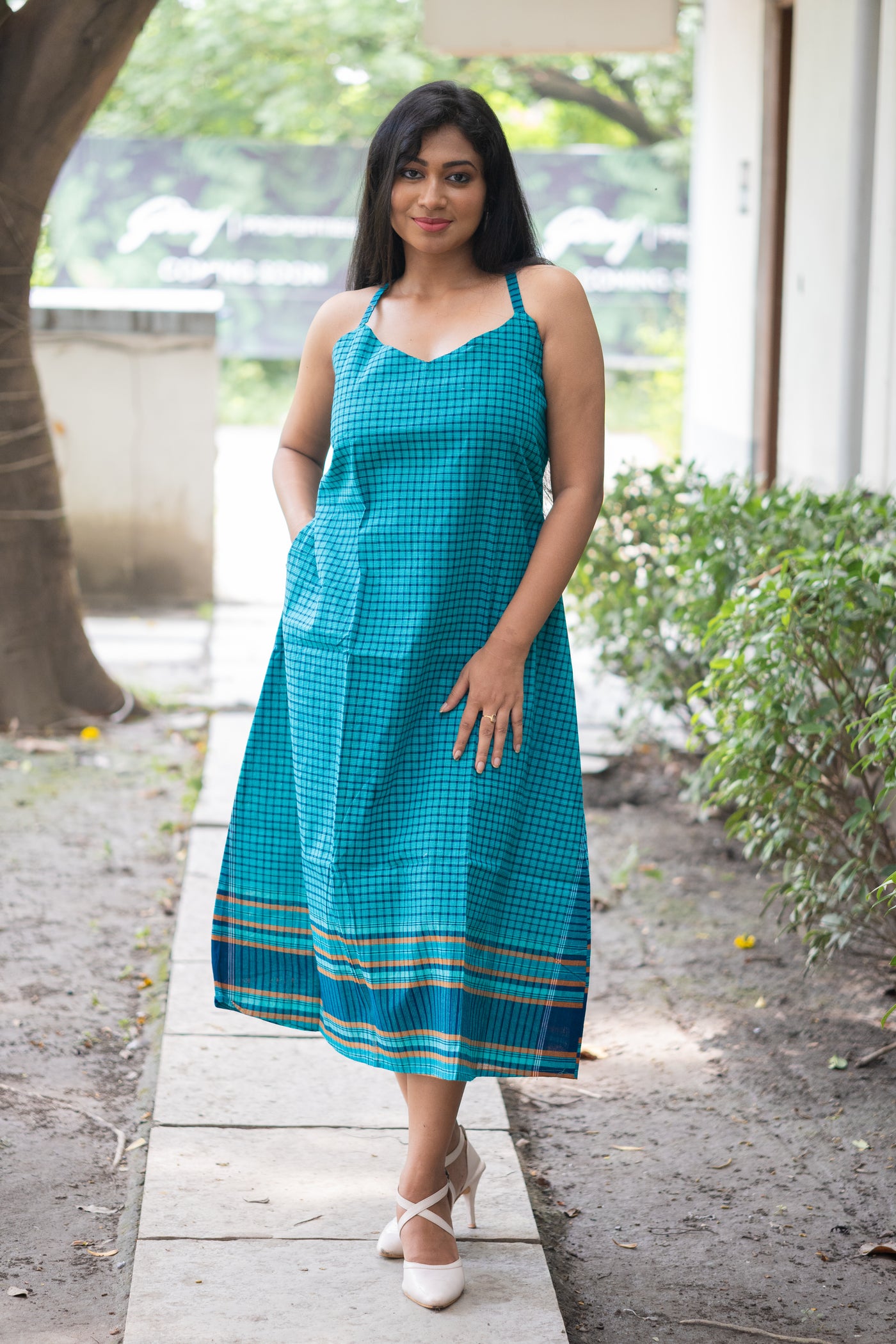 Meghna — Handwoven Gamcha Cotton Slip Dress