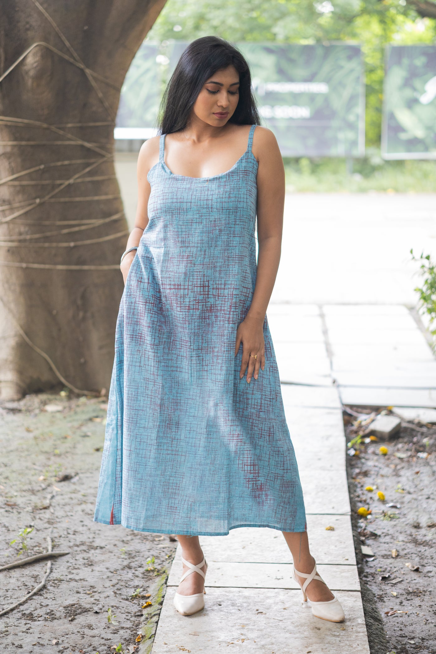 Neelanjali — Handwoven Gamcha Cotton Slip Dress