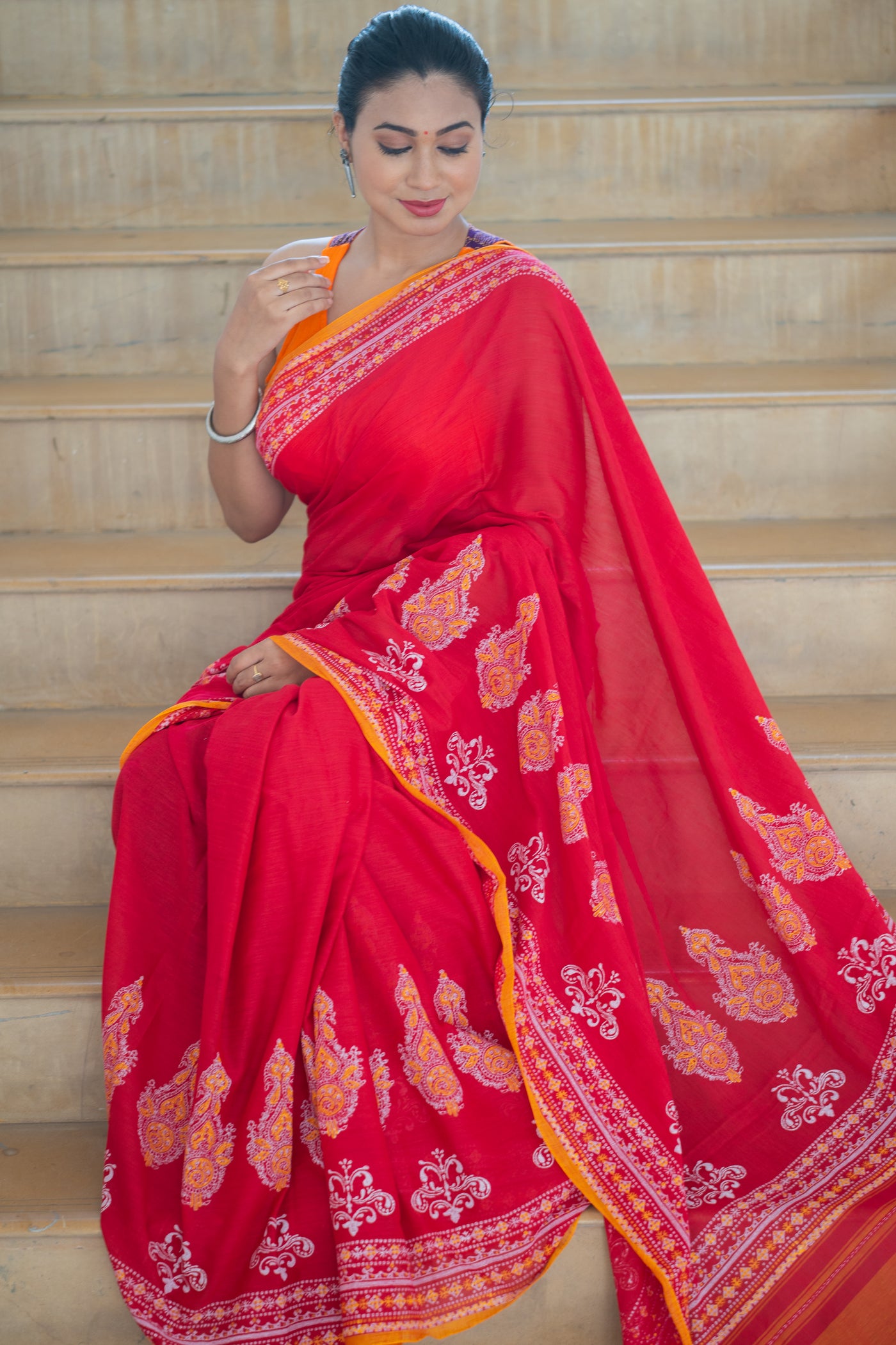 Anjali — Handwoven Dhonekhali Cotton Saree