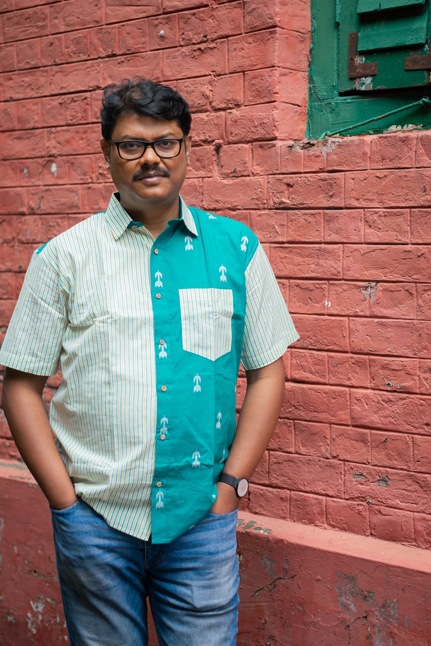 Duranga — Handwoven Cotton Color-Block Shirt