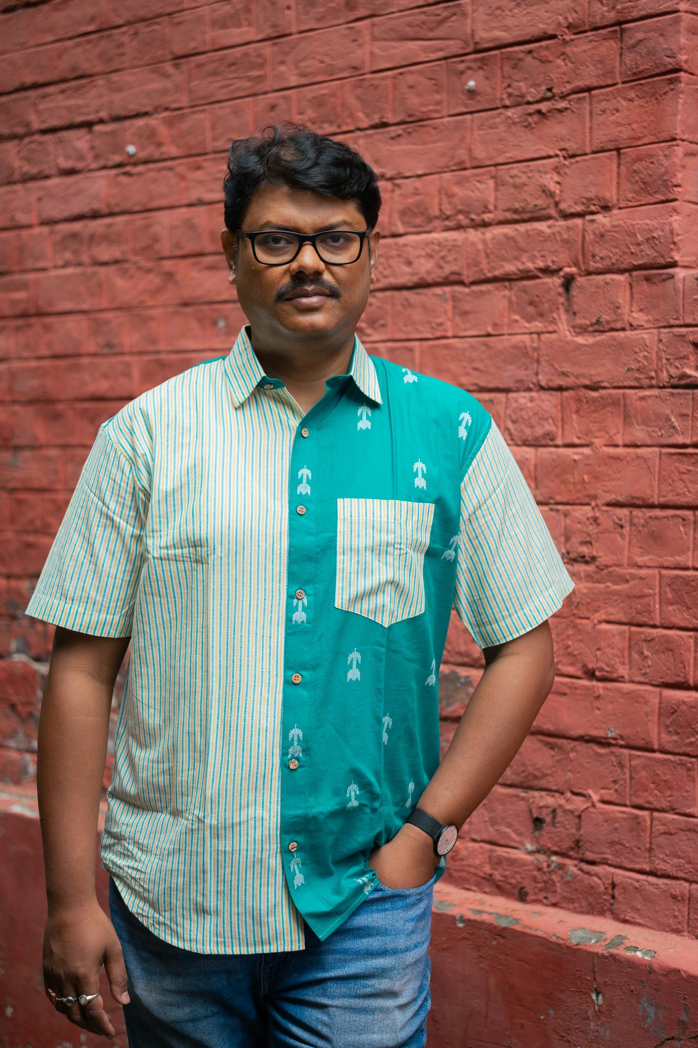 Duranga — Handwoven Cotton Color-Block Shirt