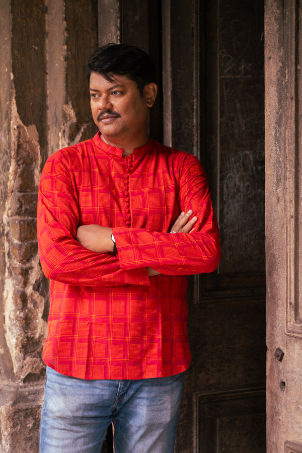 Angar — Handwoven Cotton Short Kurta - Uttariya
