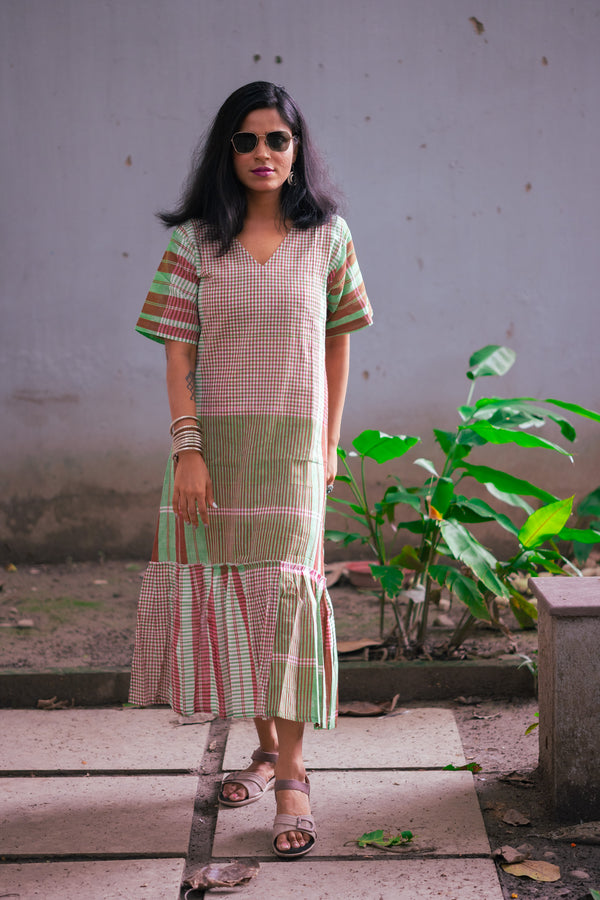 Rong Gamcha Weave Tiered Midi Dress