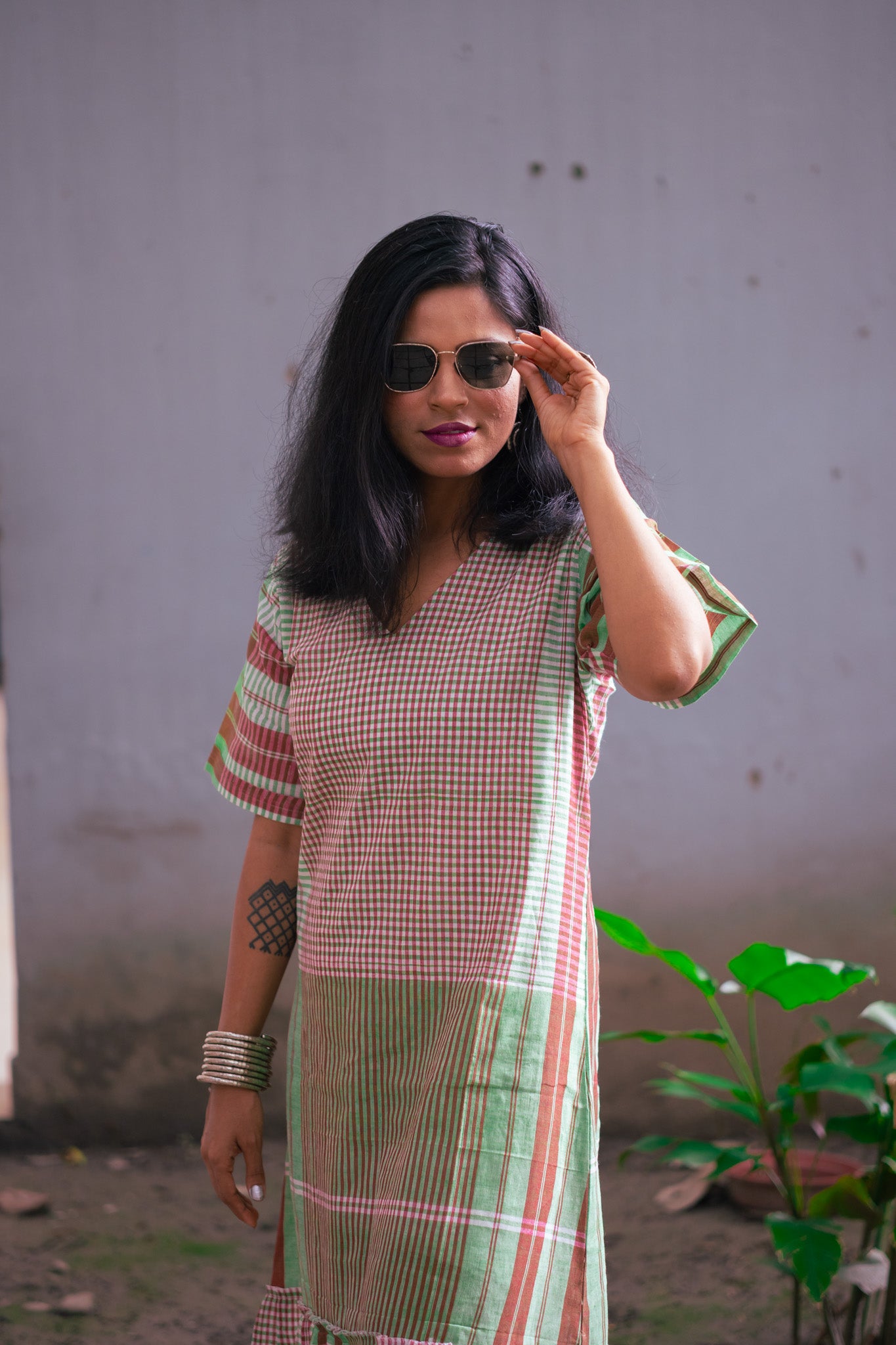 Rong Gamcha Weave Tiered Midi Dress